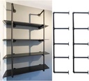 Industrial Wall Mount Iron Pipe Shelf Bracket,Retro DIY Open Bookshelf,Storage Shelves, Ceiling Hung Shelves for Home Kitchen Bathroom Living Room Office(2Pcsx5Tier,56" Tall,12" Deep,Hardware Only)