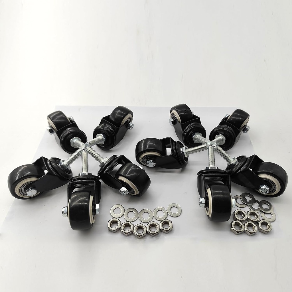 Heavy Duty Swivel Caster with 1.5In Threaded Bar, M8X25 Nut Spacer, for Shopping Carts, Workbenches and Furniture (Without Brake, 10)