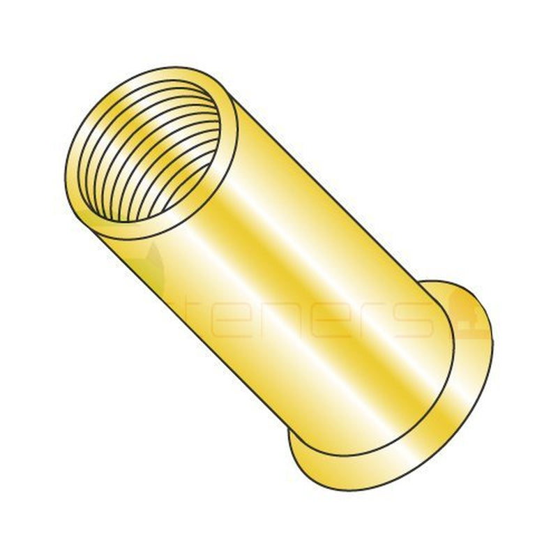 10-24 (Max Grip .130) Small Flange Threaded Inserts/Steel/Zinc Yellow/Non-Ribbed (Carton: 1,000 Pcs)