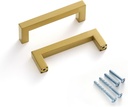 30 Pack Gold Drawer Pulls Brushed Gold Cabinet Handles 3 3/4 Inch Square Dresser Pulls Cupboard Handles Stainless Steel Pulls for Cabinets and Drawers
