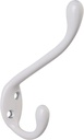 HASWARE 6 PCS Double Prong Robe Hook, Dual Coat Hooks with 12 Pieces Screws Antique Wall Mounted Hooks Robe Vintage Hooks Hangers Large Heavy Duty for Hat Clothes Hanger Towel Keys (White)