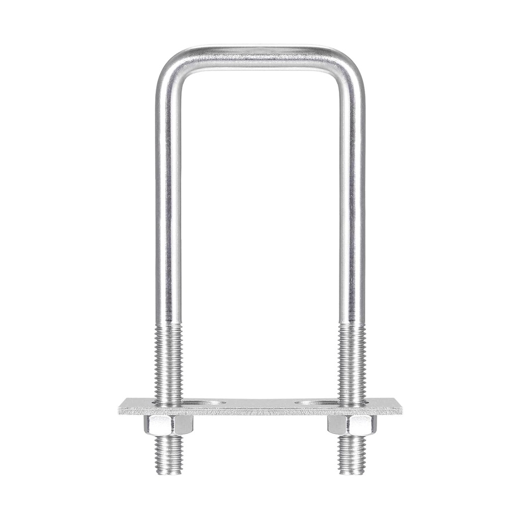 Uxcell Square U-Bolts, 3 Sets 52Mm(2.05") Inner Width 150Mm Length M10 304 Stainless Steel U Clamp Bolt with Nuts and Plates, for Boat Trailer