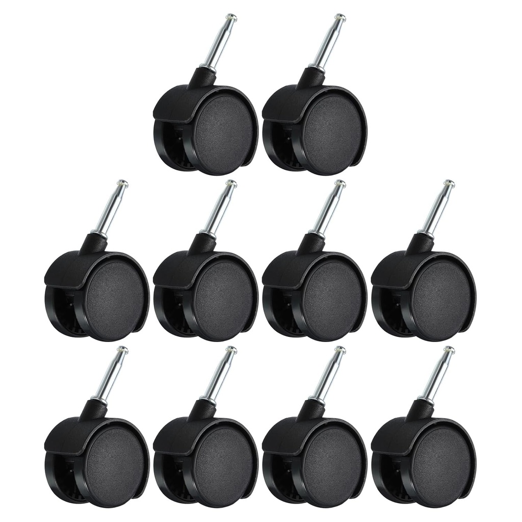 10 Pack Swivel Casters - 360 Degree Threaded Stem Wear-Resistant Cart Trolley Wheels with Brake, Apply to Furniture Workbench Chair (2 Inch, Black)