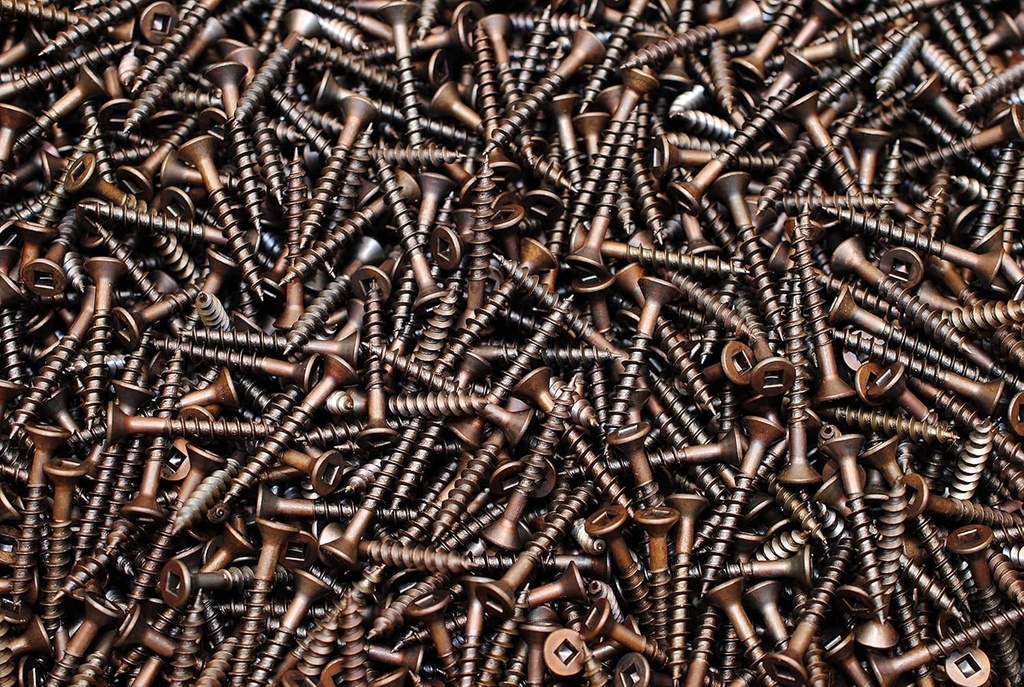 (1000) Square Drive Flat Head 8 X 1-1/4 Particle Board Wood Screws Plain #8