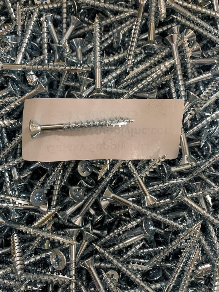 Type 17#8 X 1"Phillips Flat Head W/Nibs Particle Board Screws, Zinc Plated. Cabinet & Wood Working. Sold by 10 Lbs/Per Box