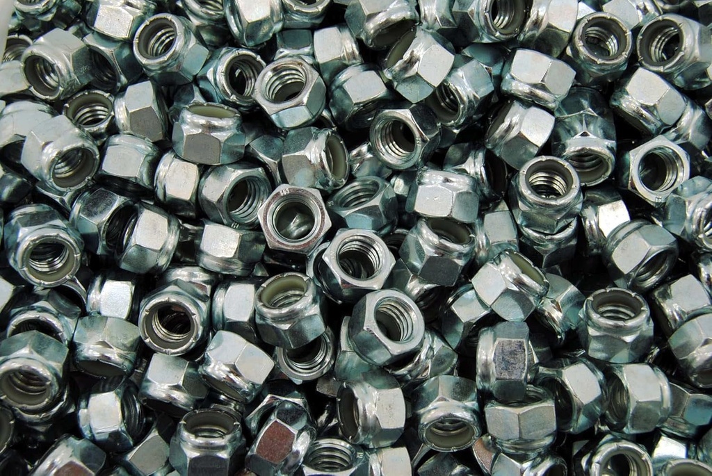 (250) Nyloc 7/16-14 Hex Locking Nuts Coarse Zinc Nylock