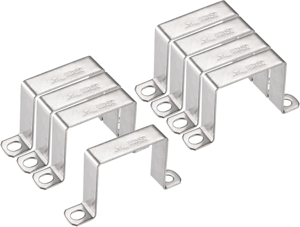 Uxcell U Shaped Connector Bracket 58 X 62Mm 304 Stainless Steel for Door Closed Bar Holder Strut Channel 8Pcs