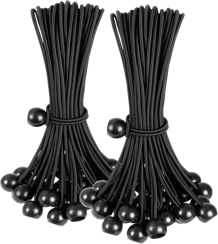 Tarp Bungee Ball Cords 12 Inch,Tarp Bungee with Ball Heavy Duty Tarp Tie down Ball for Outdoor Canopy,Tents, Cargo, Shelter, Gazebo with Uv-Resistant (60 PCS)