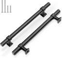GOBEKOR 20 Pack Cabinet Pulls Matte Black Kitchen Cabinet Handles 6-1/4 Inch Hole Center Black T Bar Cabinet Handles for Kitchen Bathroom Stainless Steel Drawer Pulls