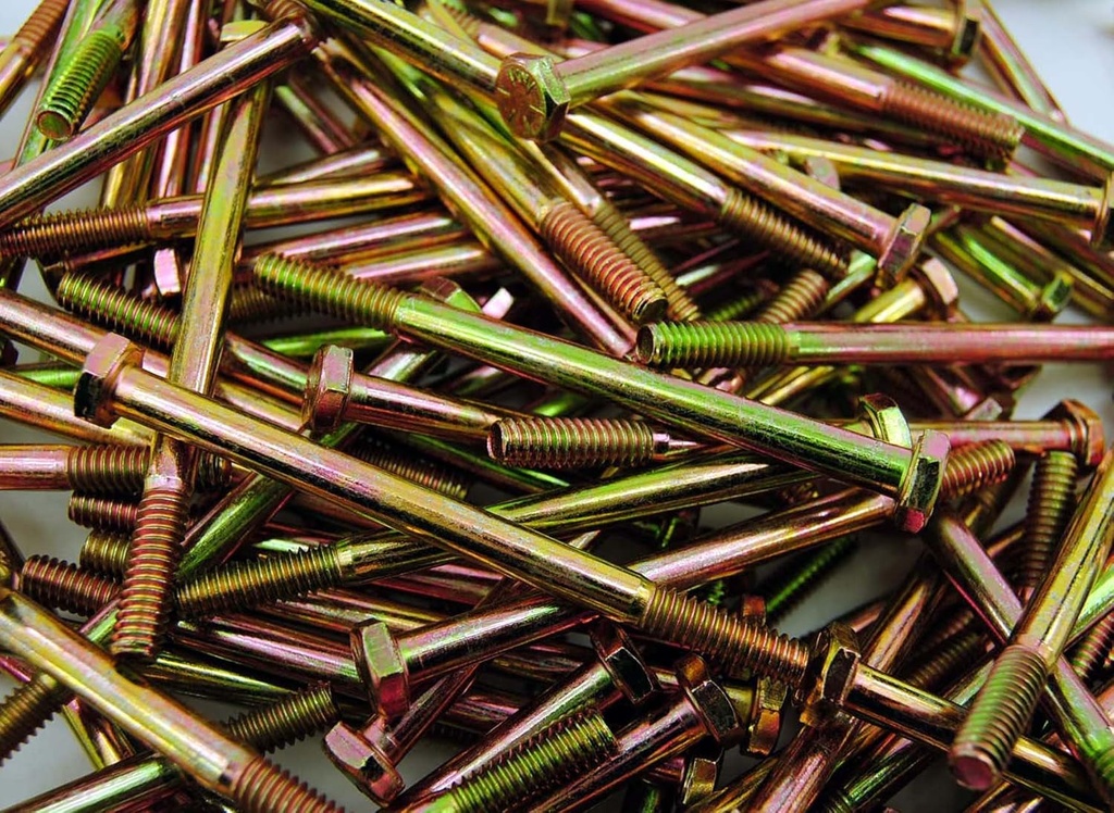 (100) Hex Head 1/4-20 X 4" Grade 8 Bolts Yellow Zinc Cap Screws