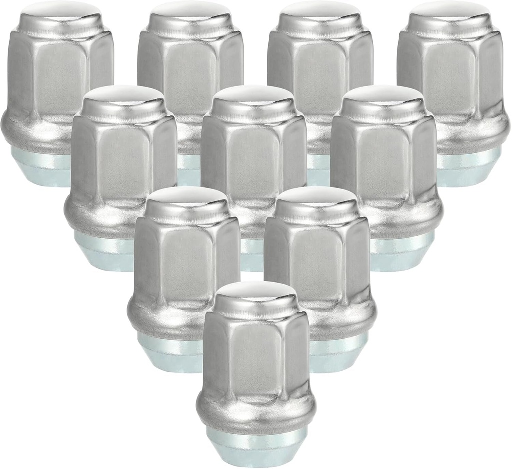 10 Pcs Wheel Lug Nuts Compatible for Jeep Wrangler Liberty for Dodge Challenger, Durable Carbon Steel Silver Tone Tire Lugnuts