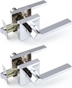 EHOMEWARE 2 Pcs Polished Chrome Door Handles, Keyless Hallway Closet Door Knobs, Door Knobs Interior in Silver Finish, Passage Door Knobs Heavy Duty Contructions, Modern Door Levers