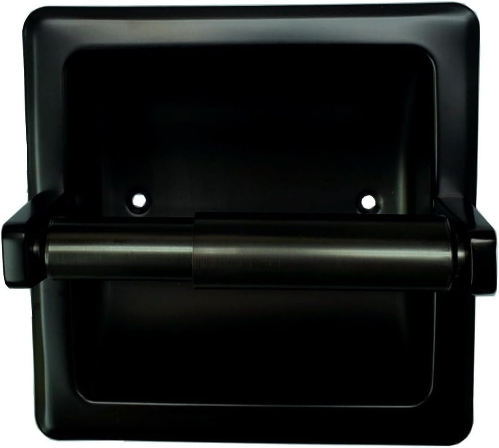 Recessed Toilet Paper Holder with Mounting Plate in Matte Black