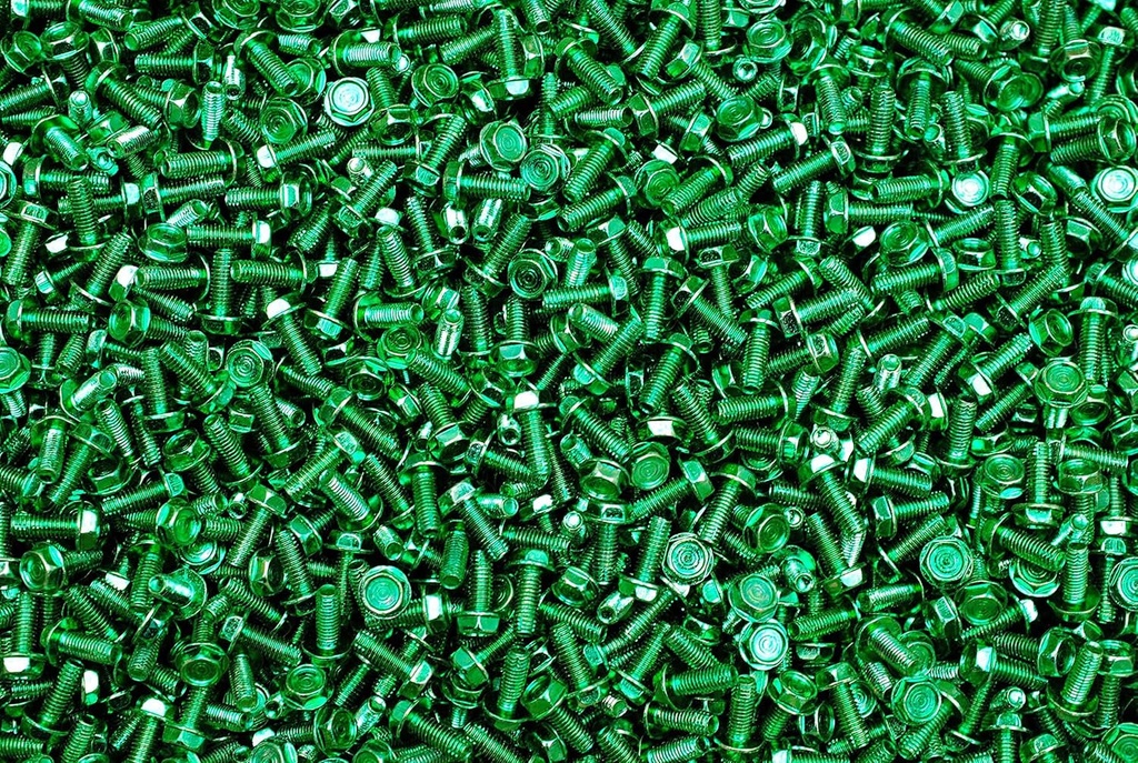 (800) Hex Washer Head 10-32 X 1/2 Type F Thread Grounding Screws Green Zinc #10