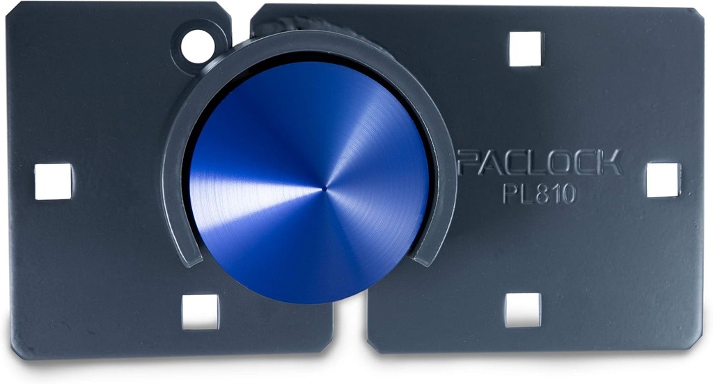 Paclock'S UCS-9A/810 Hasp and Puck Combo Kit, Buy American Act Compliant, High Security 6-Pin Cylinder, Keyed Differently, Blue Anod. Puck, Double Coated Grey Hasp