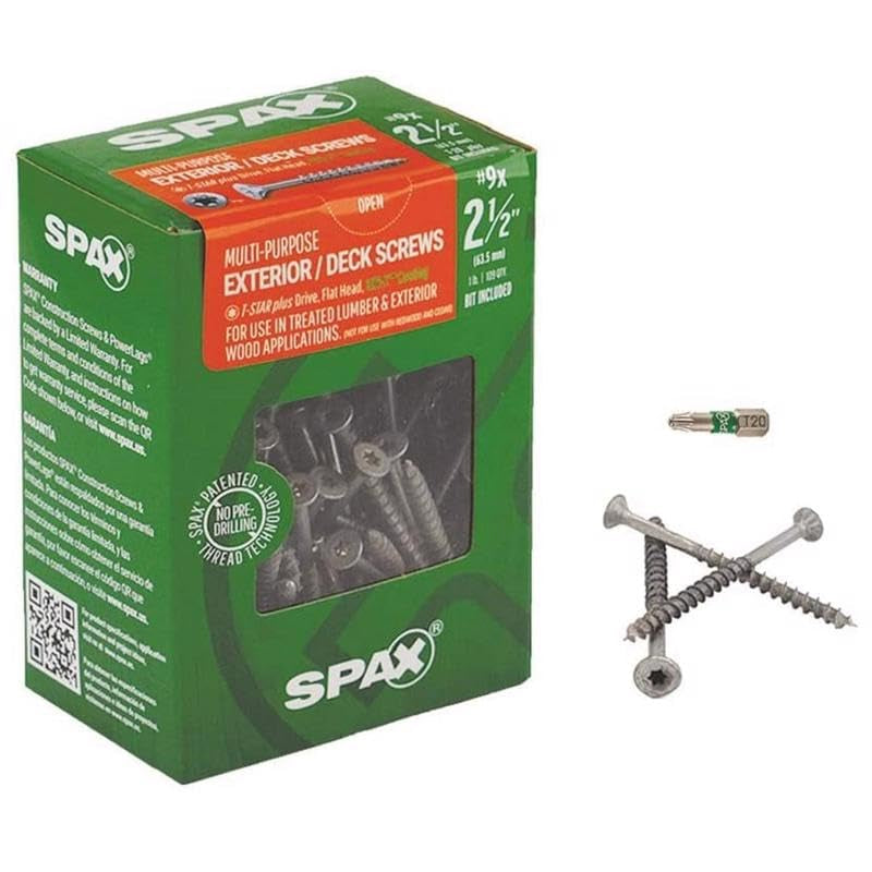 SPAX 2-1/2 In. L Flat Head Multi-Purpose Screws 1 Lb. 109 Pk - Total Qty: 5