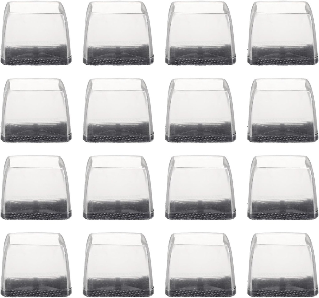 Uxcell 16Pcs Chair Leg Floor Protectors Non-Slip Square Chair Leg Pads Caps Covers with Felt Bottom for Hardwood Floors Reduce Noise Scratches, Transparent (Fit for 1.2-1.6 Inch Legs)