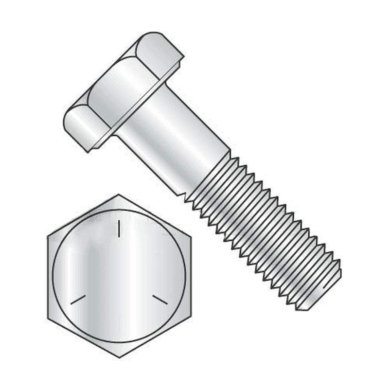 Newport Fasteners Hex Bolts, Grade 5 Zinc Plated, 1/2"-13 X 2" (Quantity: 50 Pcs) Partially Threaded UNC Thread (Thread Size: 1/2") X (Length: 2")