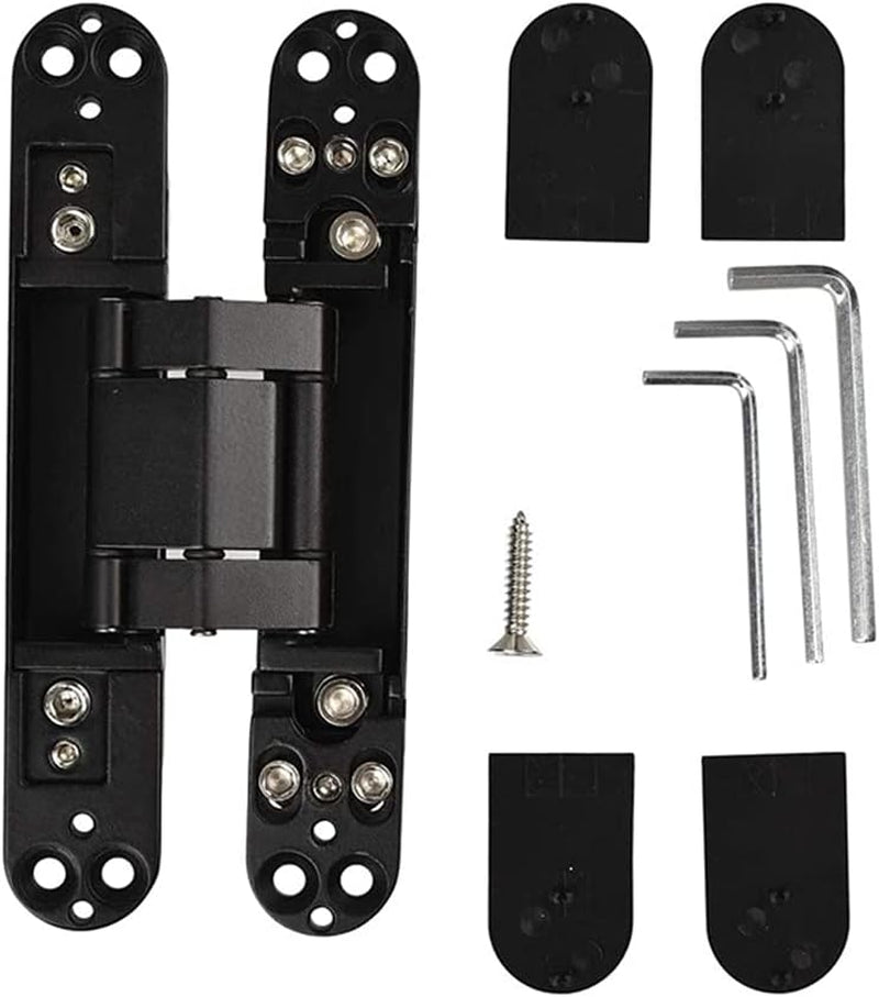 Ranbo 7 X 2.8 X 1.1 Inch Zinc Alloy/Aluminum Alloy Material Heavy Duty Invisible/Concealed/Hidden 3 Way Adjustable Butt Hinge Suitable for Commercial Residential Industrial Door (7 Inch Black)