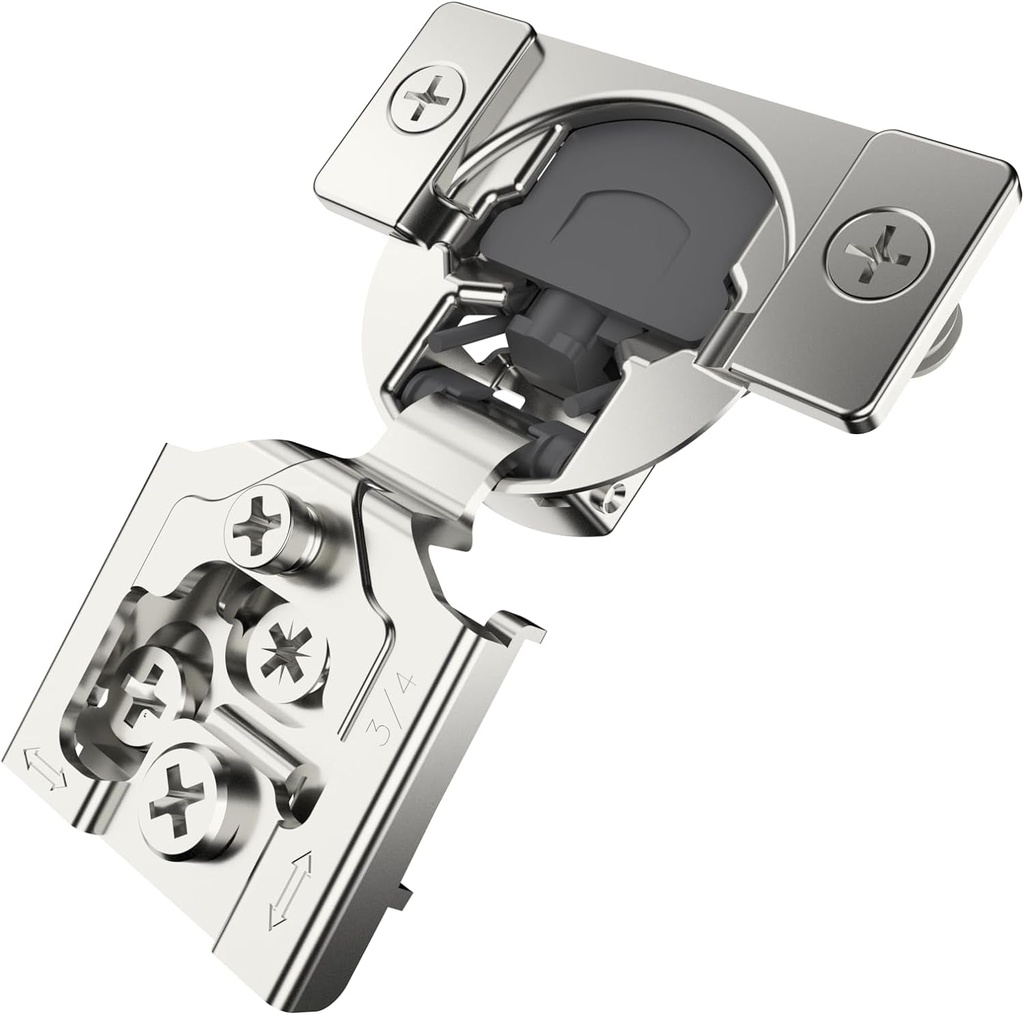 Furniware 50 Pieces 25 Pairs 3/4 Inch Overlay Concealed Face Frame Hinges, 105° Open Angle Soft Close Hinges for Kitchen Cabinet Hinges Press in Dowels Satin Nickel Hidden Hinges