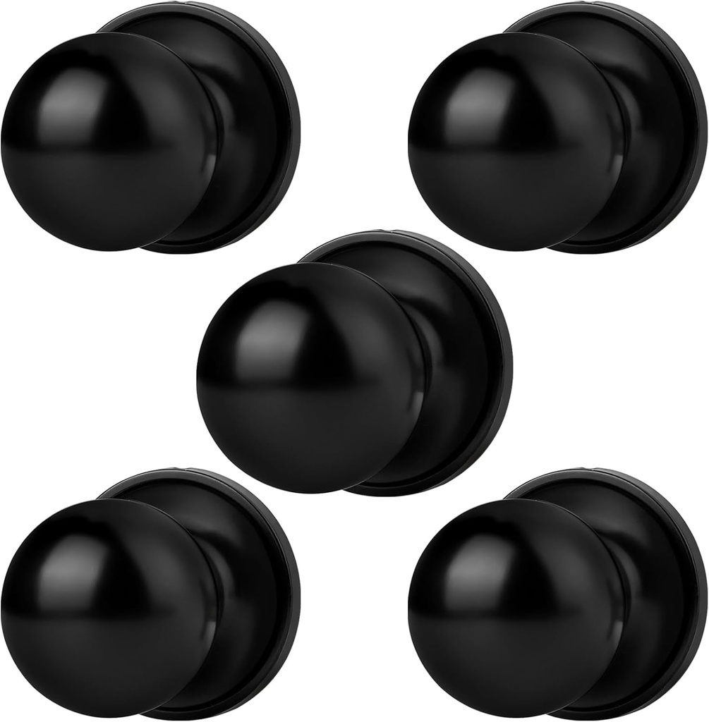 Probrico Interior Door Knob, Dummy Door Knobs Handles for Closet Storeroom, One Side, Non Locking, Black Finished, 5 Pack