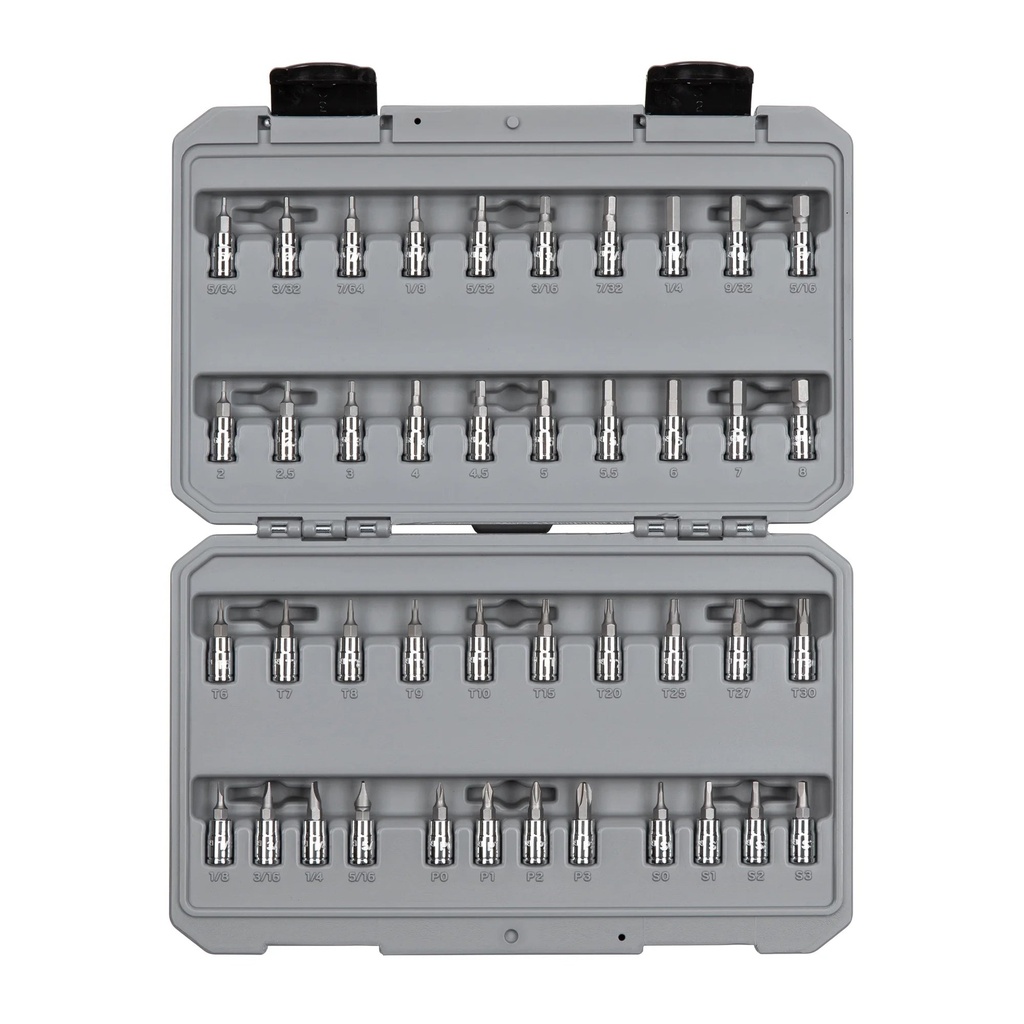 TEKTON 1/4 Inch Drive Hex, Torx, Phillips, Slotted, Square Bit Socket Set (42-Piece) | SHB90301