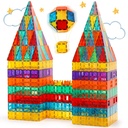Magnetic Tiles Set 110 Pieces,Magnet STEM Toy Stacking Toy, Construction Building Blocks for Kids