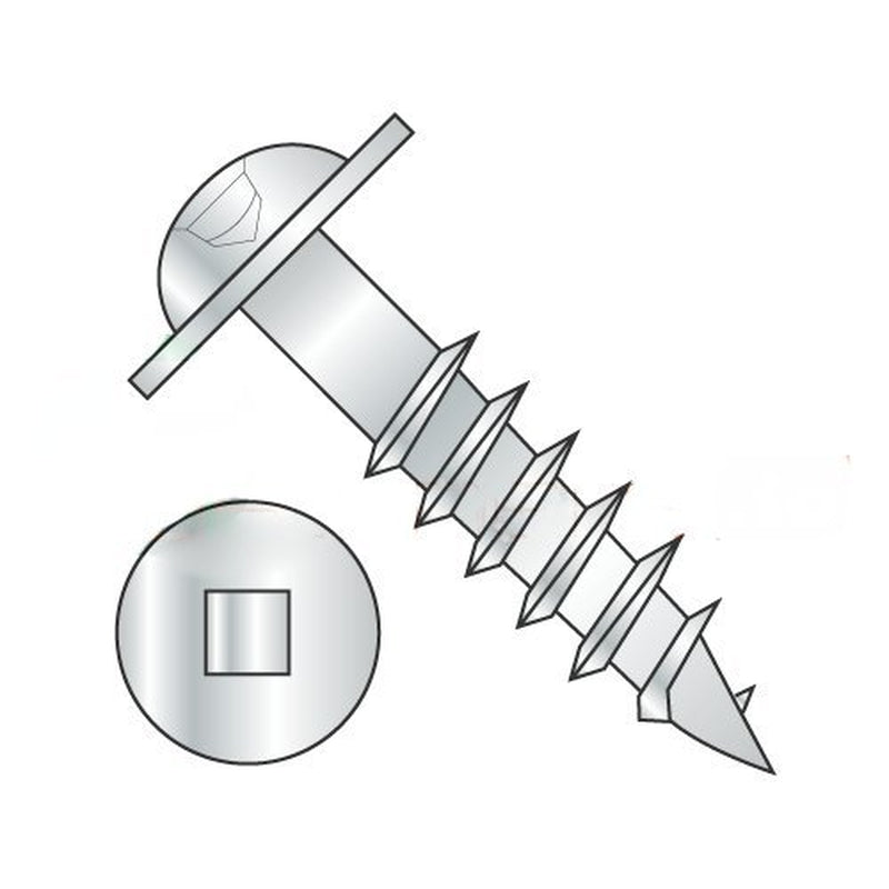 #10 X 2" Deep Thread Wood Screws/Square/Round Washer Head/Steel/Zinc / 2/3 Thread (Carton: 2,000 Pcs)