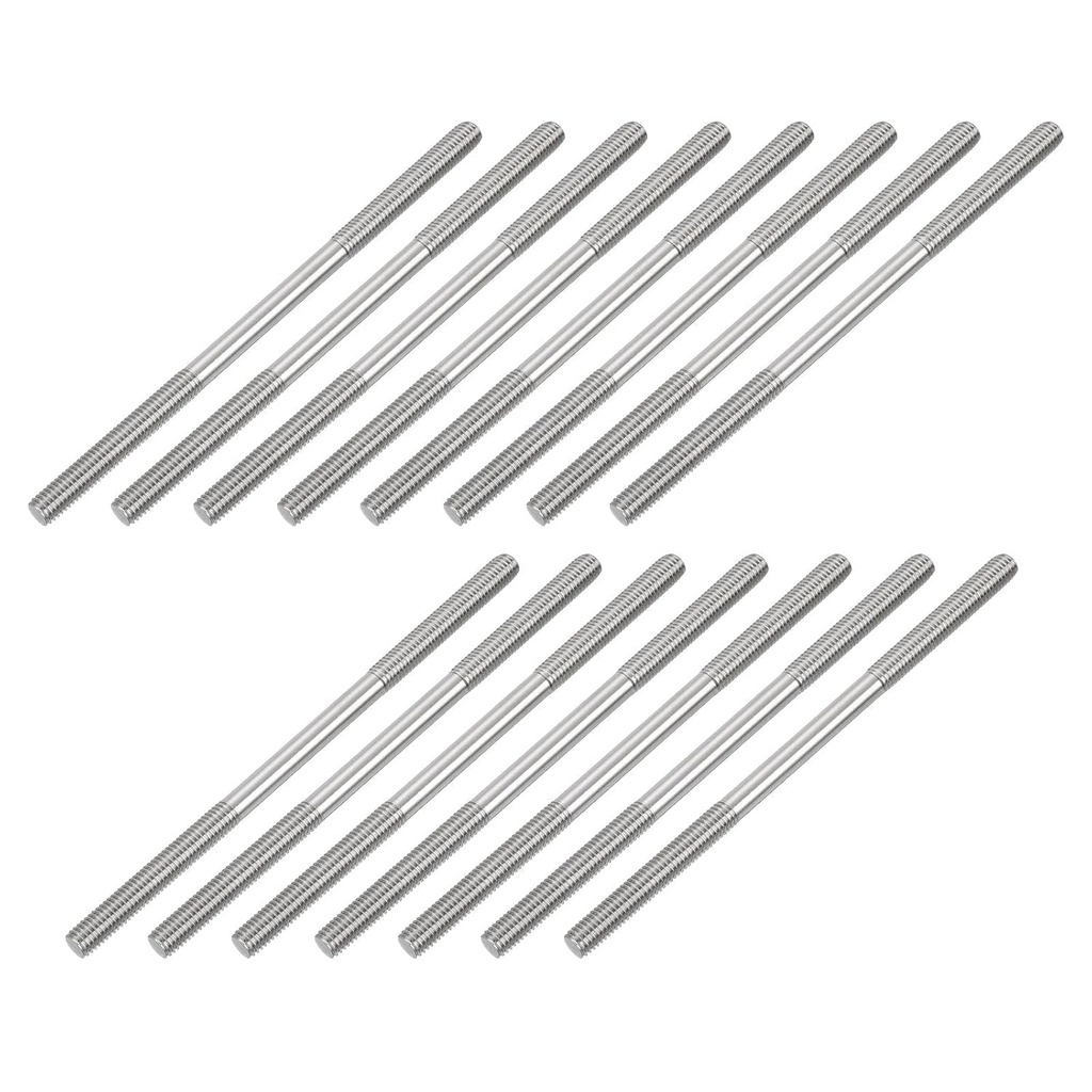 Uxcell 20Pcs M8X160Mm 304 Stainless Steel Double End Threaded Stud Screw Bolt for House Maintenance