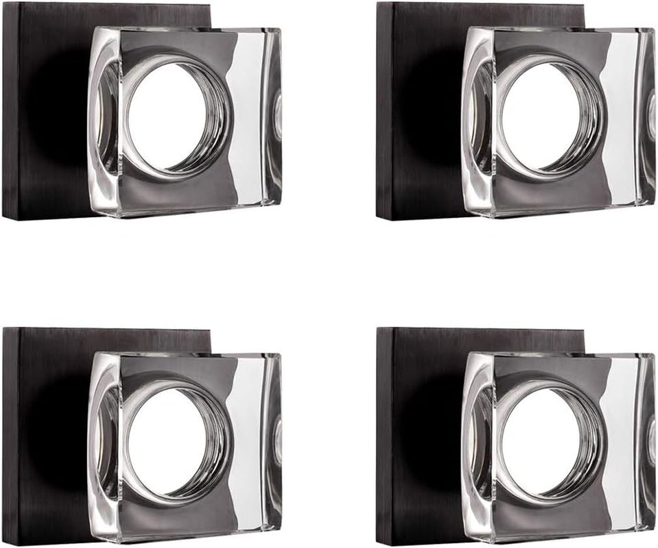 Coolnews 4 Pack Crystal Glass Dummy Door Knobs, Non-Turning Dummy Door Knob, Oil Rubbed Bronze
