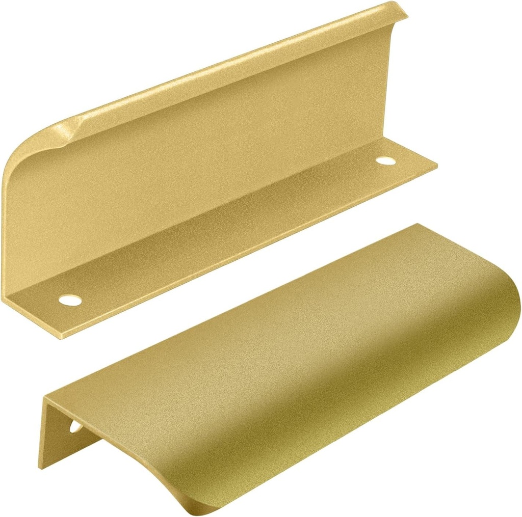 10 Pack 160Mm/6.4 Inch Aluminum Concealed Cabinet Pulls Hole Center Finger Edge Pulls for Home Kitchen Doors and Drawers - Includes Screws- Matte Gold