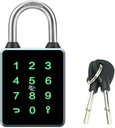 Combination Smart Padlock with Key Backup, Bluetooth Padlock Touchscreen Keypad Electronic Padlock App Controlled, Waterproof, 7.5Mm Schackle Suitable for Gate Gym Warehouse Suitcase School,Fence