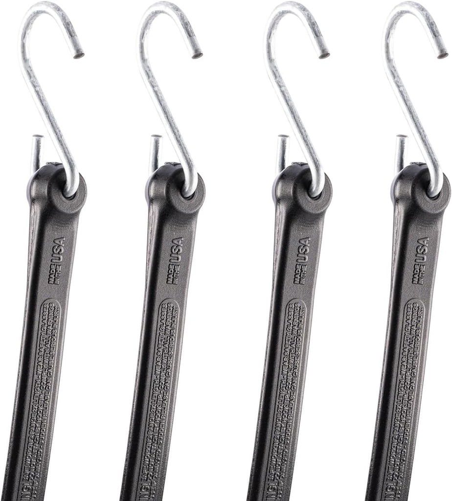 The Perfect Bungee 36" Industrial Grade Polyurethane Bungee Strap, Made in the USA, 4 Pack, Black