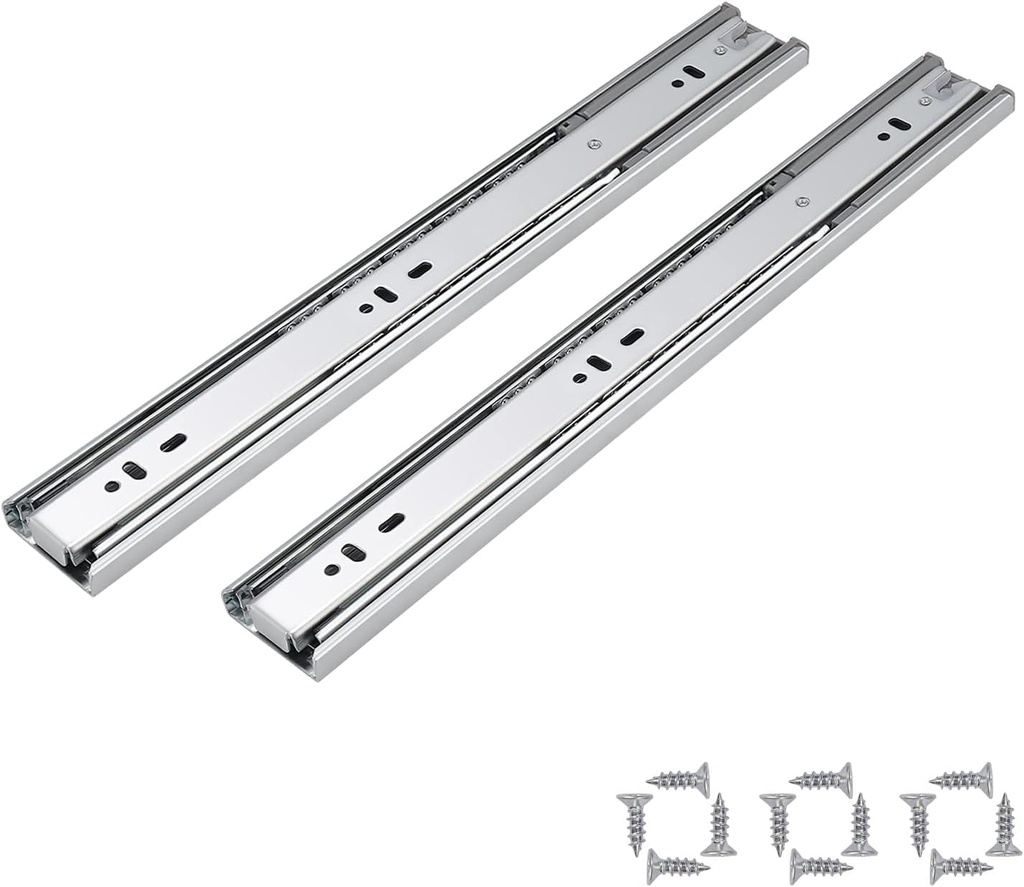 4 Pair Soft Close Heavy Duty Drawer Slides,Full Extension Ball Bearing Side Mount Drawer Glides and Slides for Kitchen Cabinet,Satin Nickel 16 Inch