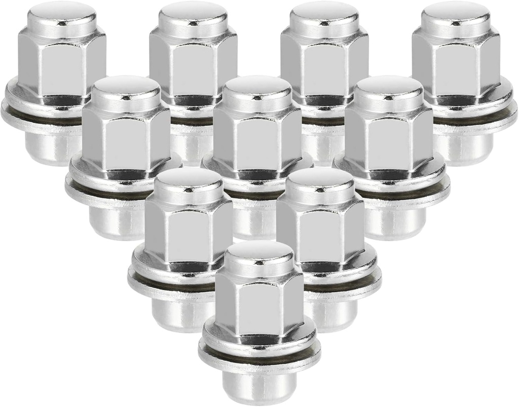 10 Pcs Wheel Lug Nuts Compatible for Jaguar XF XJ XE, Durable M12 X 1.5 Carbon Steel Silver Tone Tire Lugnuts