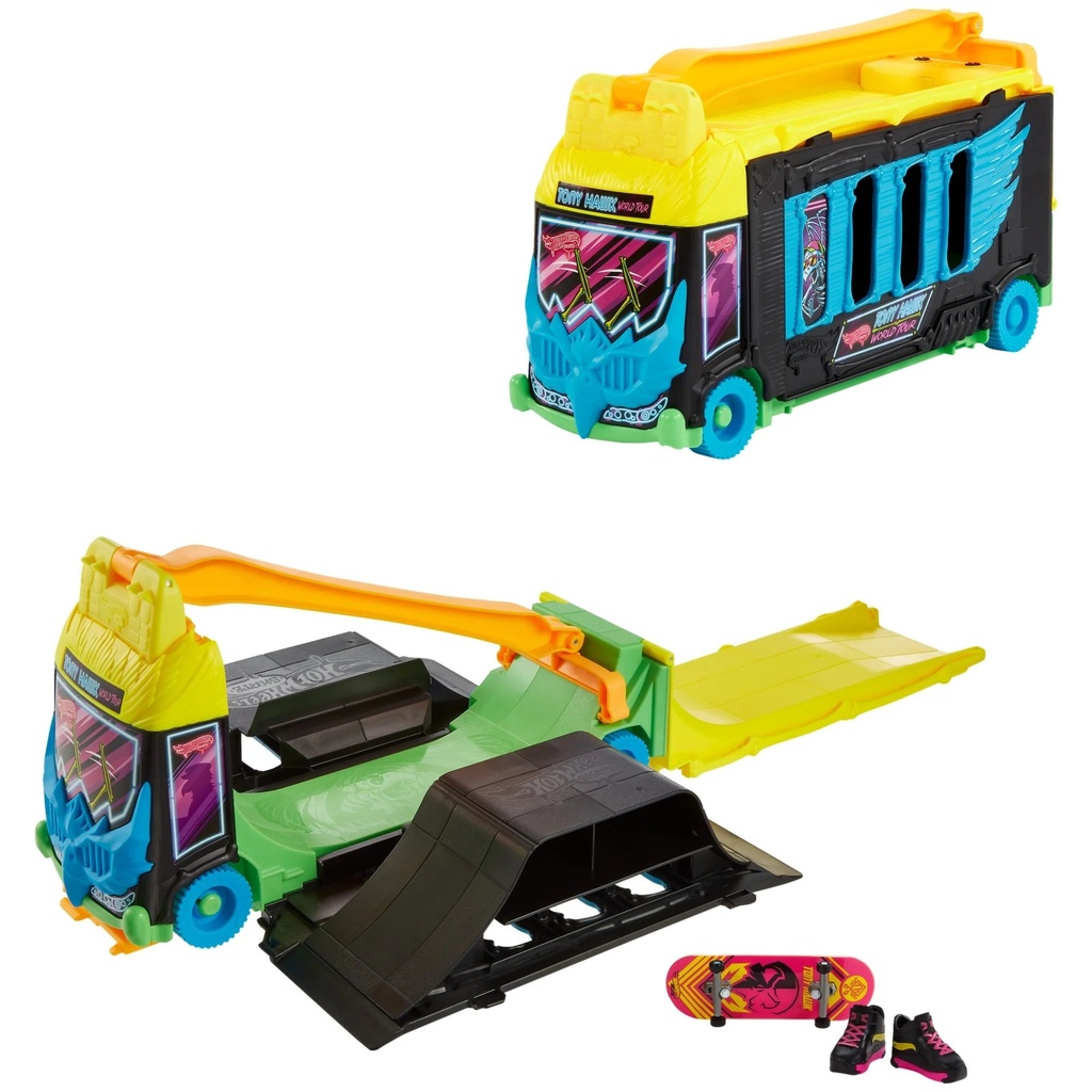 Hot Wheels Skate Tony Hawk Bus Play Vehicle with Exclusive Fingerboard & Skate Shoes