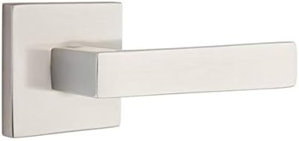 EMTEK Square Rosette Dummy, Pair with Matching Finish Dumont Lever - Choice of 7 Finishes - 5050DTUS15 - Satin Nickel (US15)