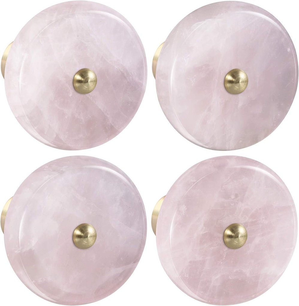 Amogeeli round Stone Brass Cabinet Drawer Knobs with Screw, Decorative Dresser Pull Handle Pack of 4