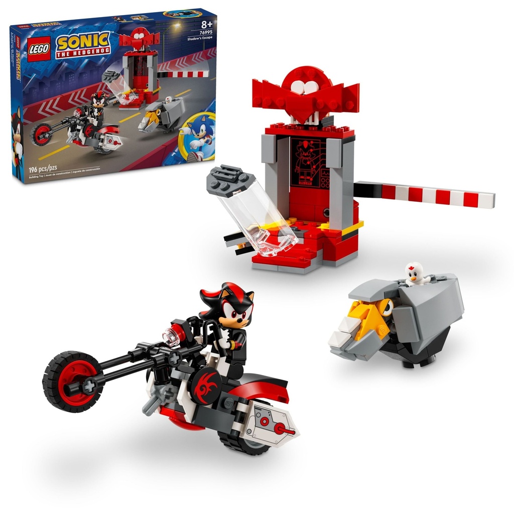 LEGO Sonic the Hedgehog Shadow the Hedgehog Escape Building Set, Motorcycle Toy, Video Game Character Figures, Sonic Toy for Kids, Gift for Gamers Ages 8 Plus, 76995