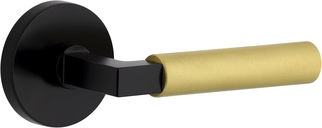 Viaggio Circolo Rosette Satin Black Privacy with Satin Brass Contempo Smooth Lever