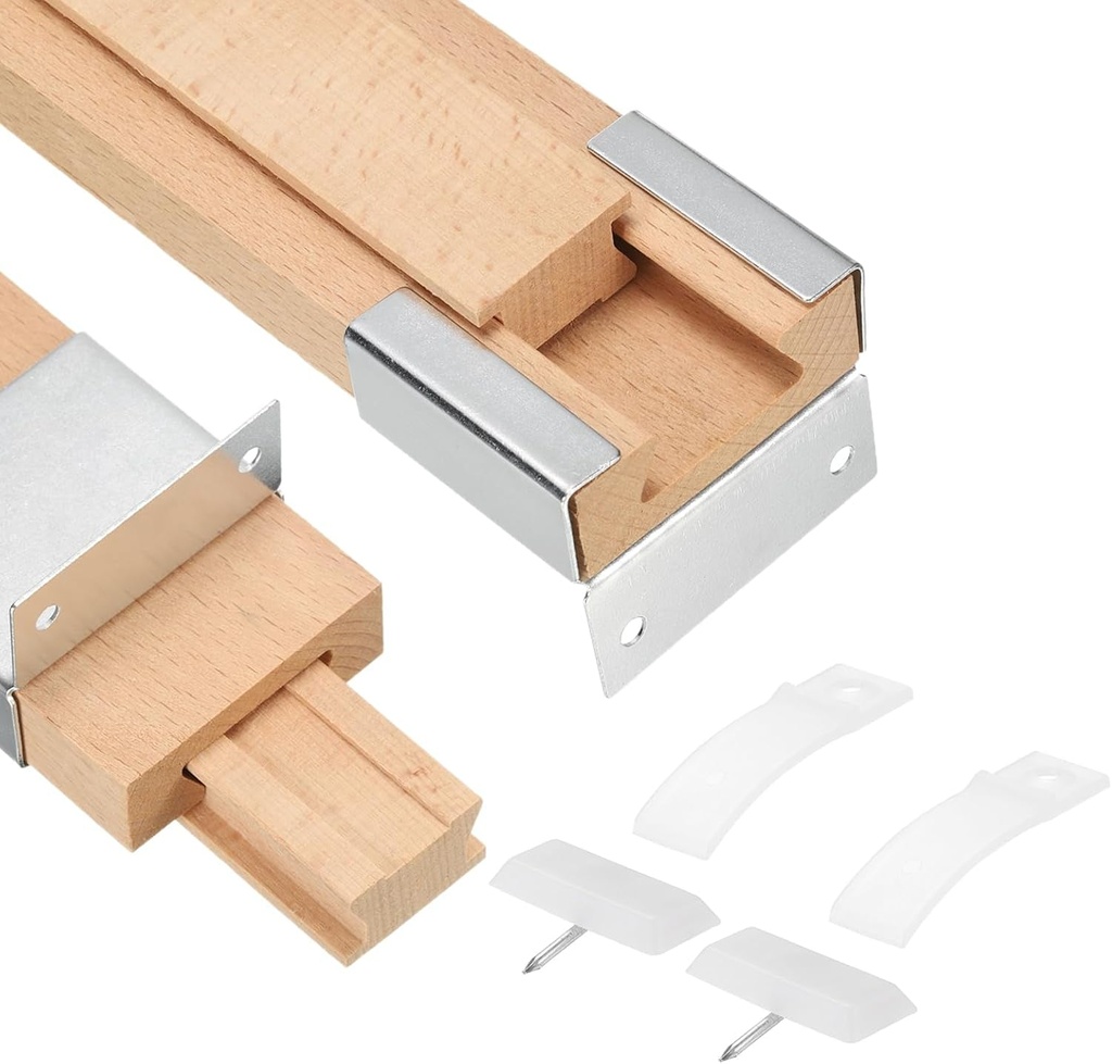 Uxcell 2 Set Wooden Drawer Slides, 19-3/4" (50 CM) Classic Wood Center Guide Track with Metal Plastic Slide Glide Bracket, Wood Drawer Glides Bottom Rails Replacement Kit