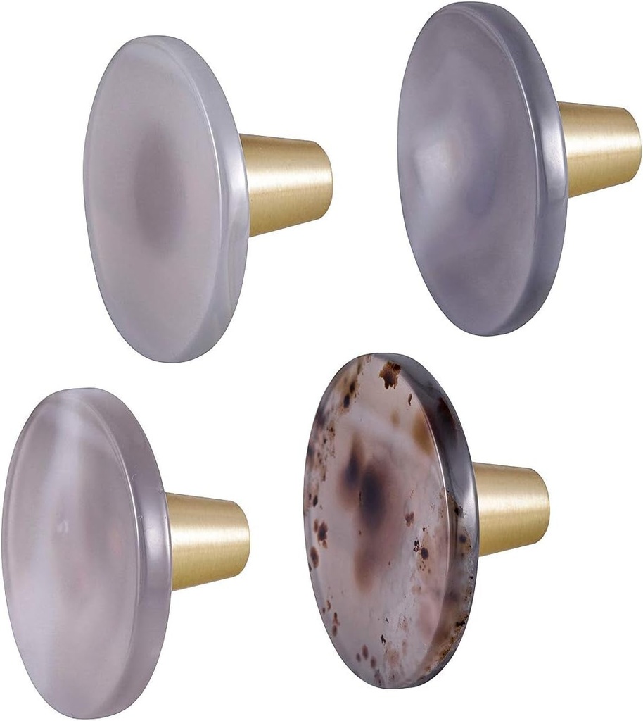 Mookaitedecor 4 PCS Agate Slice Cabinet Knobs with Screws, round Kitchen Drawer Pulls Handles Crystal-Knobs for Dresser Bathroom Cupboard Decorative, Natural Color