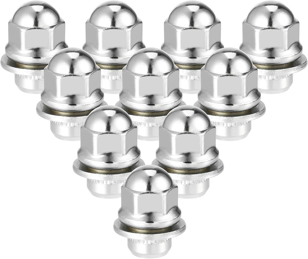 10 Pcs Wheel Lug Nuts Compatible for Mitsubishi Eclipse for Chrysler Sebring, Durable M12 X 1.5 Carbon Steel Silver Tone Tire Lugnuts