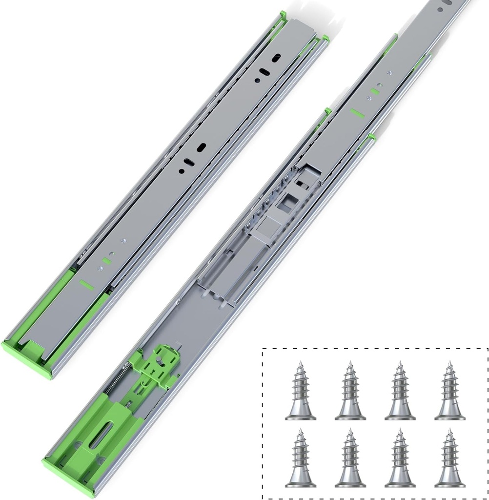 6 Pairs 14 Inch Soft Close Drawer Slides Side Mount, 3 Fold Full Extension Ball Bearing Drawer Runners, Self Closing Heavy Duty Drawer Glide Rails for Kitchen Cabinet, Tool Box