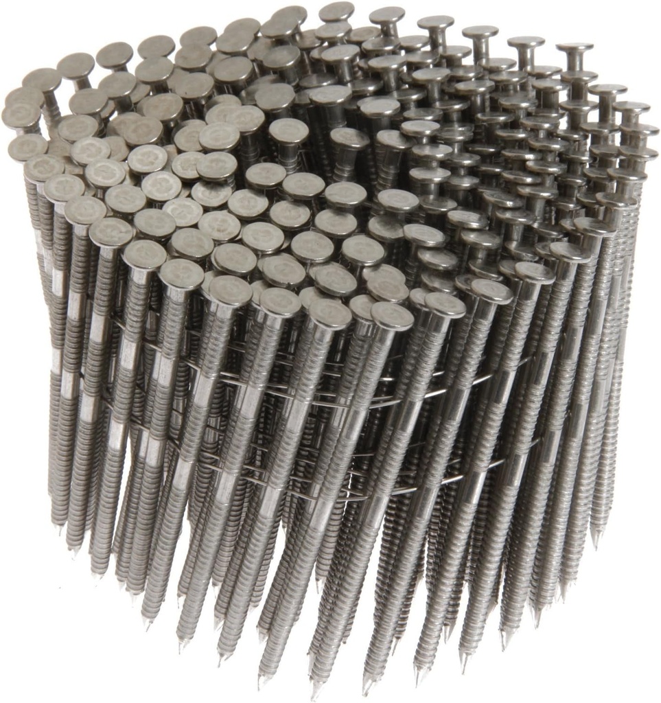 Grip Rite Prime Guard MAXC62874 15-Degree Wire Coil 1-1/4-Inch by .09-Inch Ring Shank, Stainless Steel Siding Nails, 1200 per Box (4 Pack)