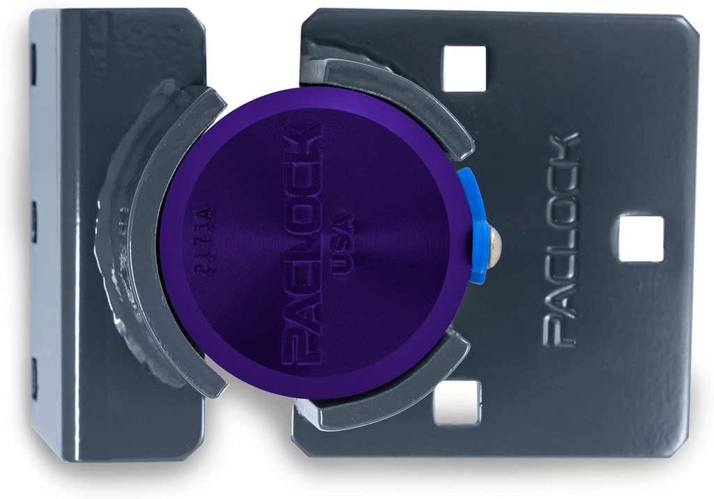 Paclock'S KT2173A/779 Hasp and Puck Combo Kit, Buy American Act Compliant, High Security 6-Pin Cylinder, One Lock Keyed to #26546 W/ 2 Keys, Purple Anod. Alum. Puck, Double Coated Grey Hasp