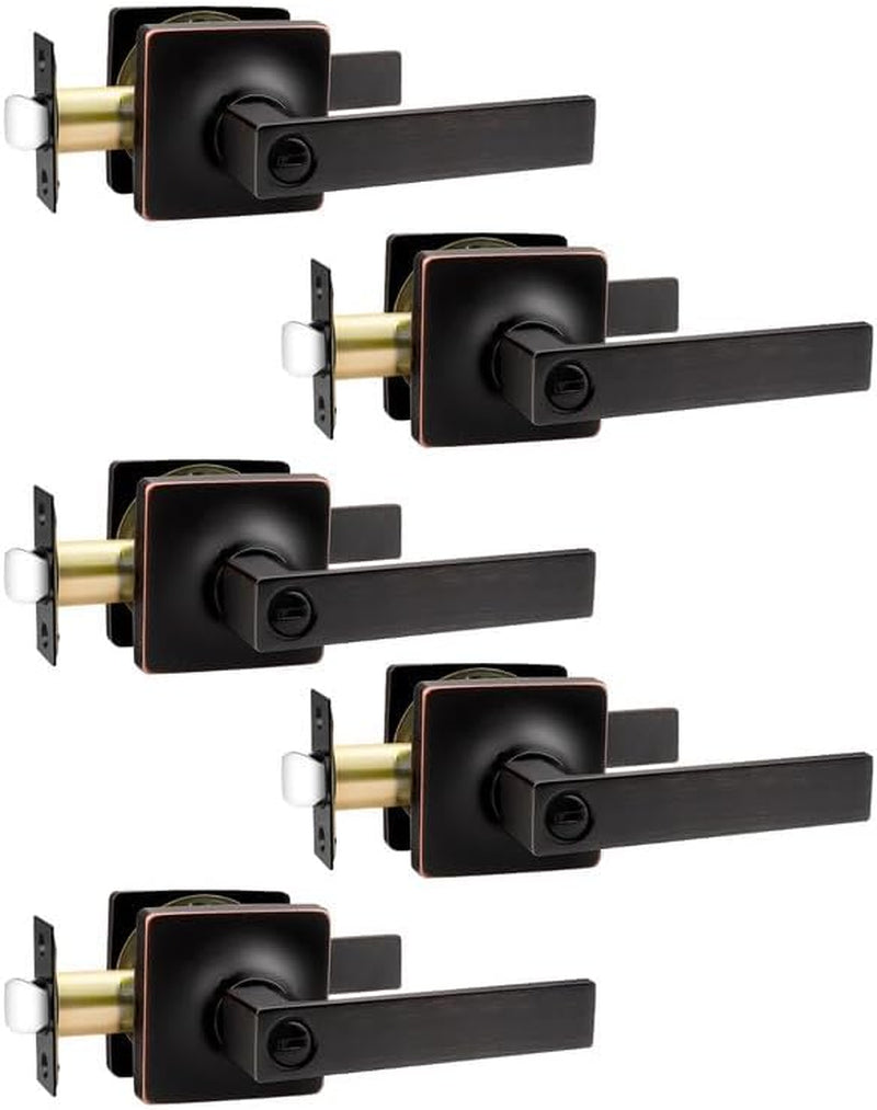 5 Pack Interior Door Handle,Oil Rubbed Bronze Door Lever,Interior Door Handles Privacy Door Lever(For Bedroom Bathroom),Universal Handing, Heavy Duty Door Handles