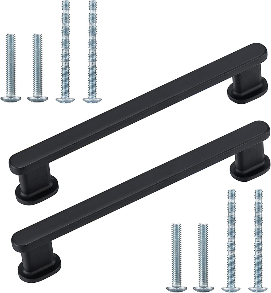 Cabinet Handle 20 Pack 6-1/4 Inch (160Mm) Hole Center Solid Aluminium Alloy Matte Black Furniture Pulls Drawer Pulls Kitchen Handle.