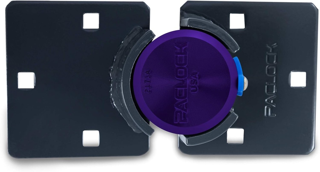 Paclock'S KT2173A/770 Hasp and Puck Combo Kit, Buy American Act Compliant, High Security 6-Pin Cylinder, One Lock Keyed to #26538 W/ 2 Keys, Purple Anod. Alum. Puck, Double Coated Grey Hasp