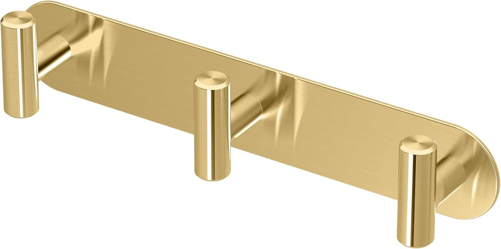 Gatco 1292B Modern Decor Wall Hook. Coat Hat Towel Robe Hook. for Entryway, Living, Kitchen, Bathroom, Bedroom.3-Hook, Sturdy Premium Brass.